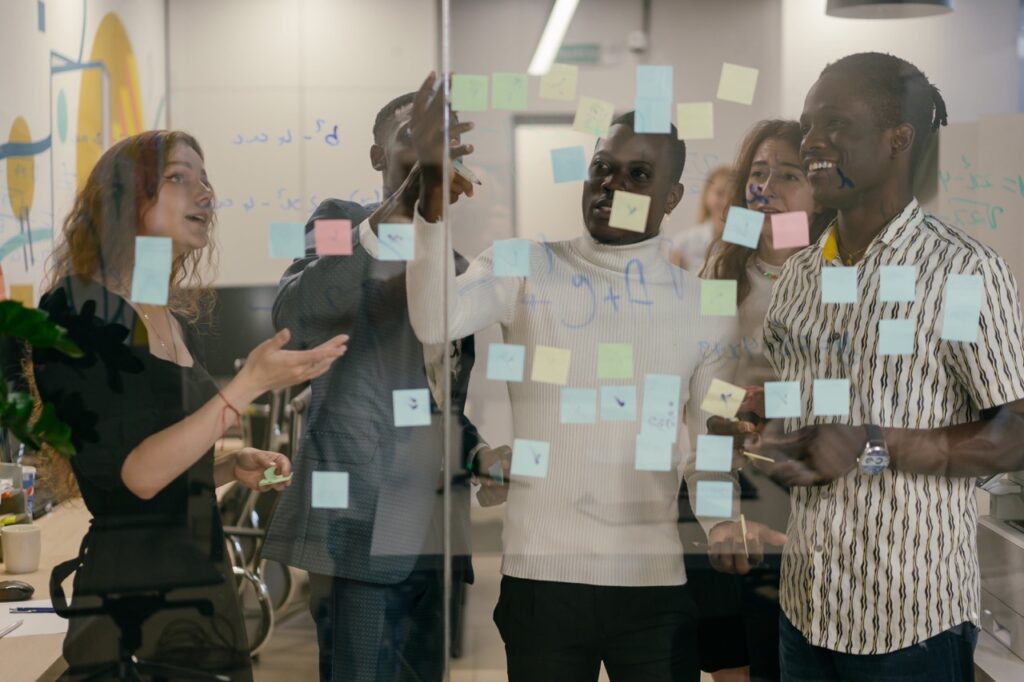 People brainstorming business requirements