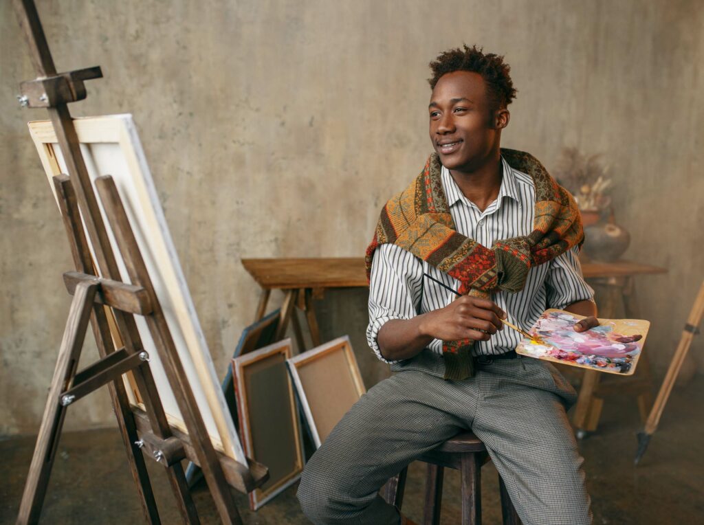 Artist painting as a metaphor for an architecture creating a solution architecture diagram.